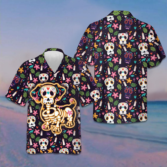 Bone Skull Dog With Mexican Pattern Hawaiian Shirt Funny Sugar Skull Dachshund Shirt Gift Ideas – Moonbestprint