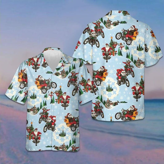Santa On Motorcycle Hawaiian Shirt Funny Santa Shirt Gifts For Christmas 2026 – Moonbestprint