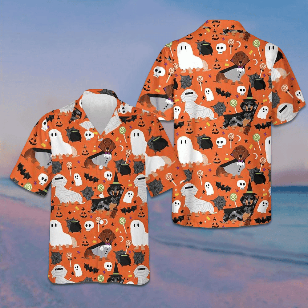 Dachshunds On Halloween Hawaiian Shirt Funny Halloween Shirt Gifts For Dog Lovers – Moonbestprint