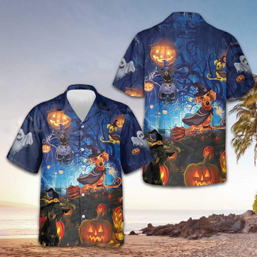 Dachshund The Witch For Halloween Hawaiian Shirt Funny Dog Halloween Shirt For Men – Moonbestprint