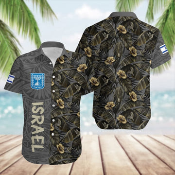 Israel Hibiscus Pattern Maori Hawaiian Shirt Support Israel Coat Of Arms Apparel – Moonbestprint