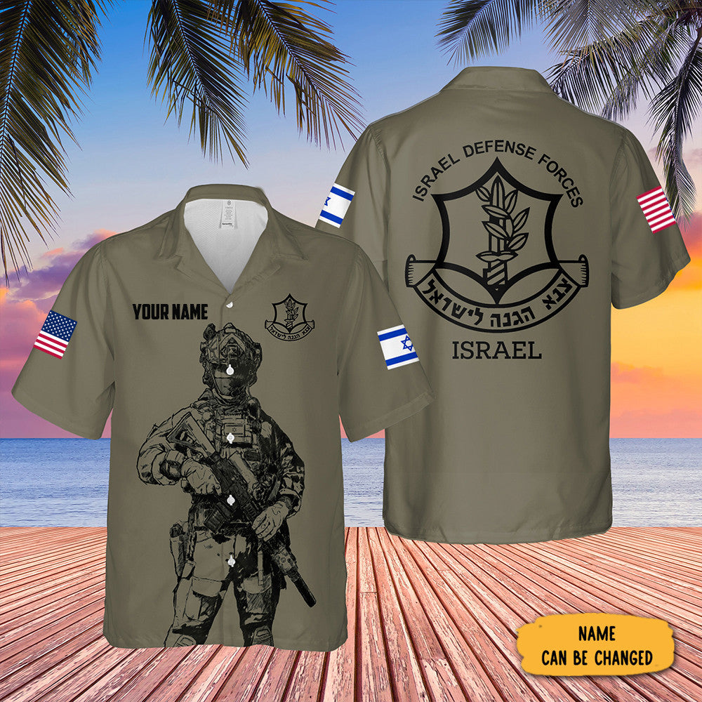 Custom IDF Hawaiian Shirt Israeli Army Shirt American Stand With Israel Merch Israel Clothing – Moonbestprint