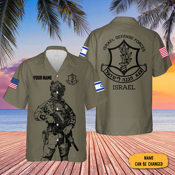 Custom IDF Hawaiian Shirt Israeli Army Shirt American Stand With Israel Merch Israel Clothing – Moonbestprint