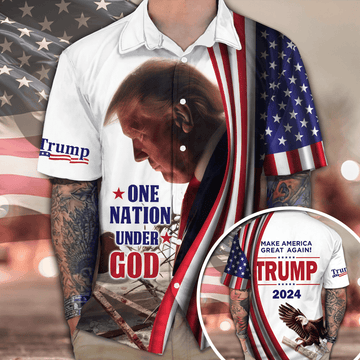 One Nation Under God Hawaiian Shirt Make America Great Again 2026 Shirt – Moonbestprint