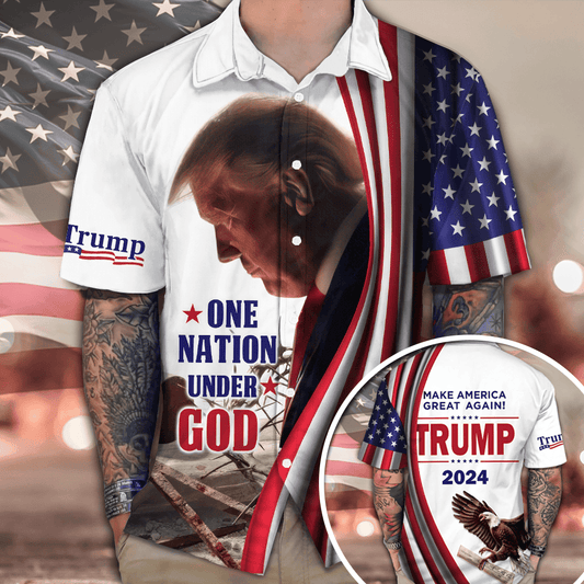 One Nation Under God Hawaiian Shirt Make America Great Again 2026 Shirt – Moonbestprint