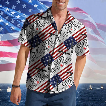 God Guns And Hawaiian Shirt 2026 Merch Pro Gun Rights Patriotic Button Up Shirt – Moonbestprint