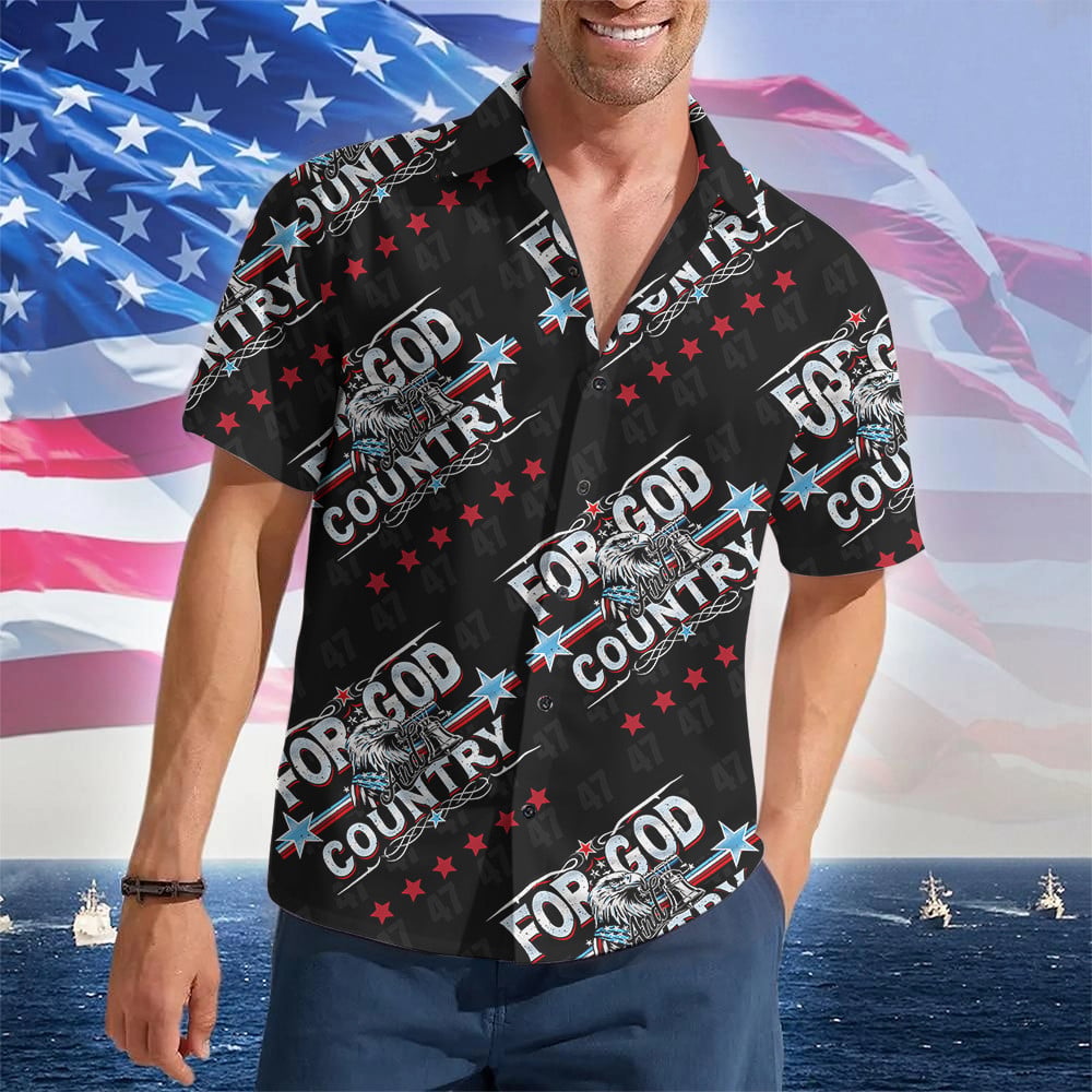 For God And Country 2026 Hawaiian Shirt Patriotic Button Up Shirt Pro Merch – Moonbestprint