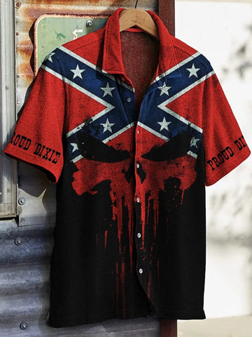 Skull Old Dixie Hawaiian Shirt Proud Southern Shirt Lynyrd Skynyrd Merch Gifts For Son – Moonbestprint