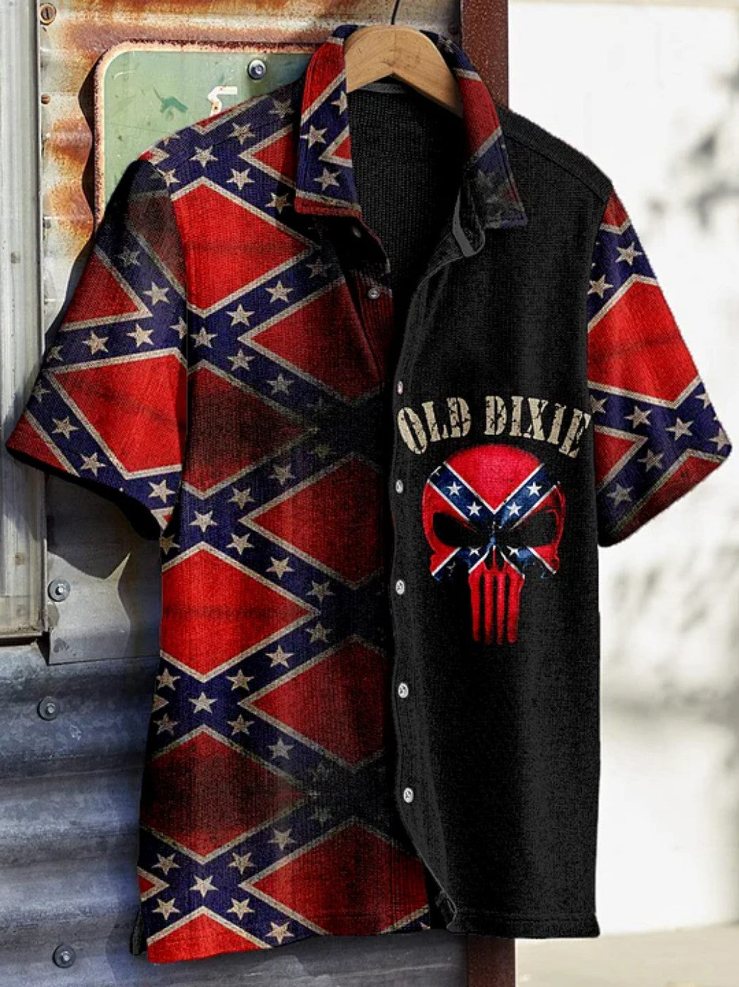 Old Dixie Skull Hawaiian Shirt Southern Pride Clothing Old Dixie Shirt Gifts For Son – Moonbestprint