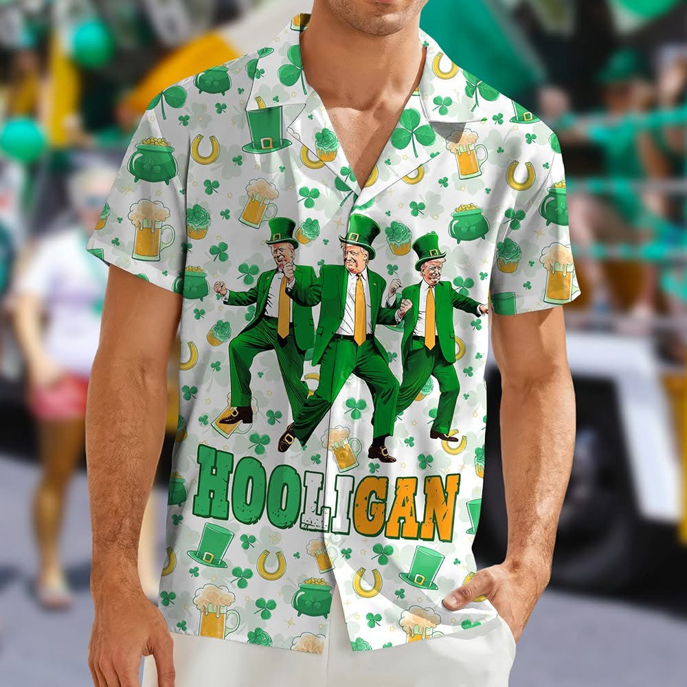 Dancing Hooligan Hawaiian Shirt Funny 45-47 Merch St Patrick's Day Shirt – Moonbestprint