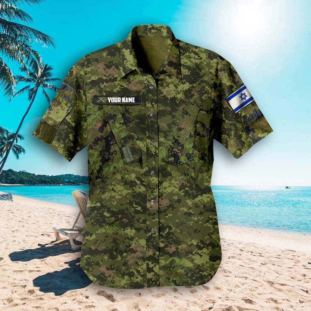 Personalized Israel Flag Camo Flag Hawaiian Shirt Camouflage Israelis Button Up Shirt – Moonbestprint