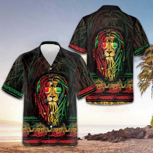 Rasta Lion With Cannabis Marijuana Lion Hawaiian Shirt Men's Tropical Button Down Gift Ideas – Moonbestprint