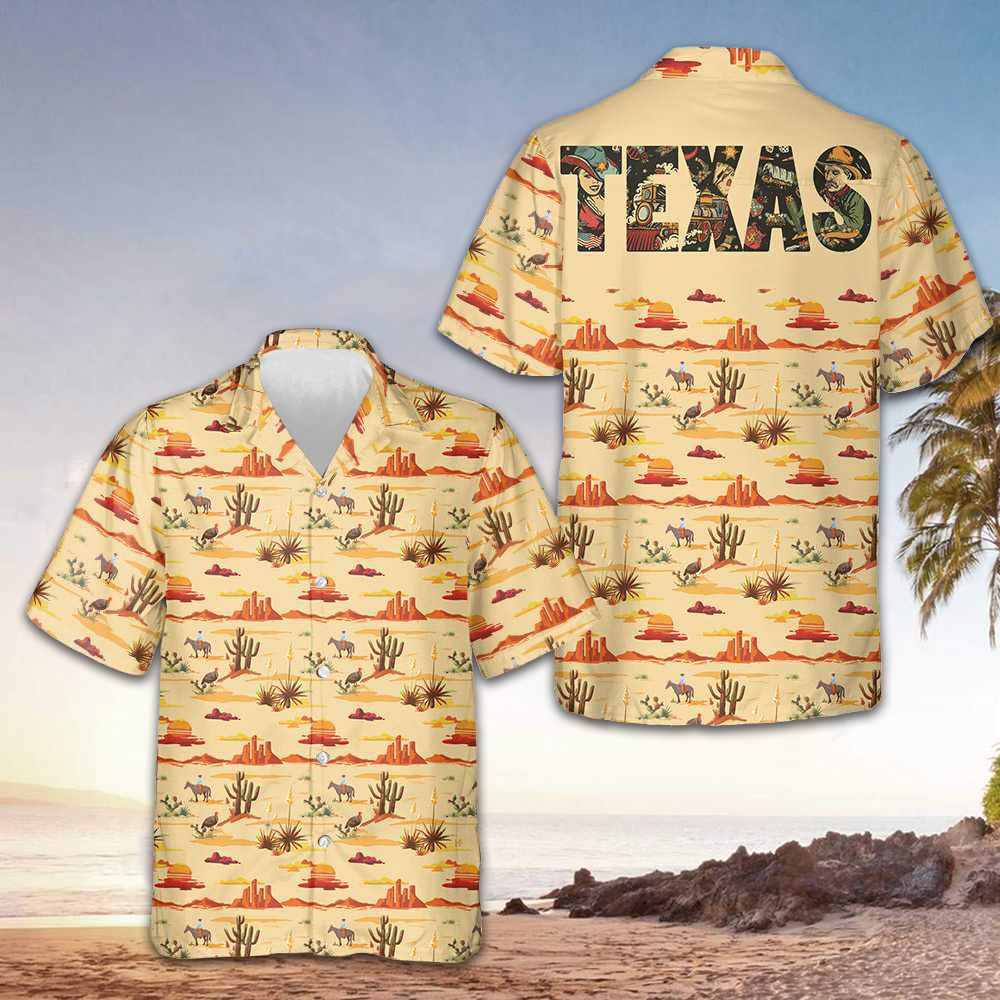 Texas Cowboy Cactus Hawaiian Shirt Men's Button Up Shirt Gifts For Texas Lovers – Moonbestprint