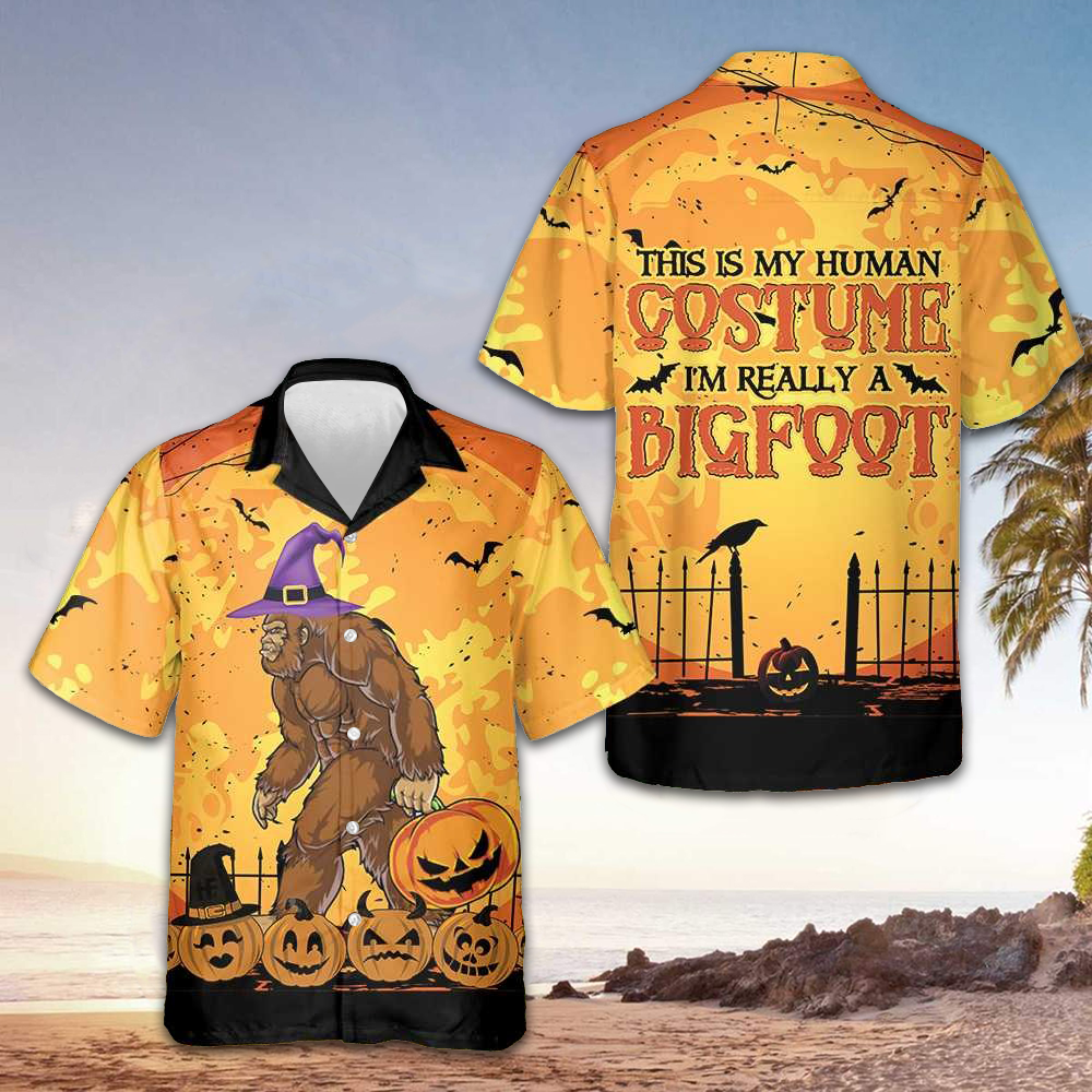 This Is My Human I'm Really A Bigfoot Hawaiian Shirt Funny Bigfoot Halloween Shirt For Men – Moonbestprint