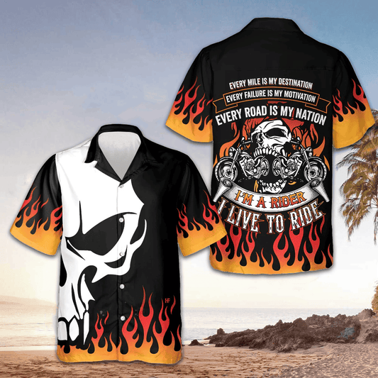 I'm A Rider I Live To Ride Hawaiian Shirt Motorcycle Lovers Skull Shirt GIfts For Men – Moonbestprint