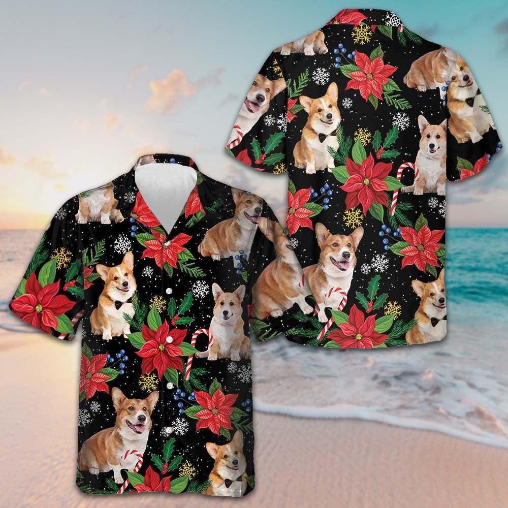 Corgi With Christmas Plants Hawaiian Shirt Corgi Lovers Xmas Shirt Gifts For Your Husband – Moonbestprint