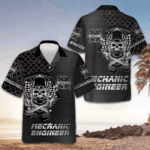 Mechanic Engineer Skull Hawaiian Shirt Men's Short Sleeve Button Up Best Gifts For Mechanics – Moonbestprint