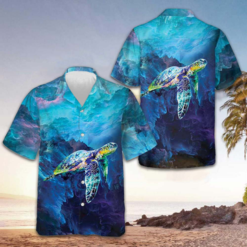 Turtle On Cloud Hawaiian Shirt Beach Button Up Shirt Gifts For Turtle Lovers – Moonbestprint