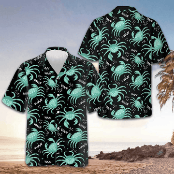 Green Crab Hawaiian Shirt Men's Short Sleeve Button Up Beach Shirts Gifts For Crab Lovers – Moonbestprint