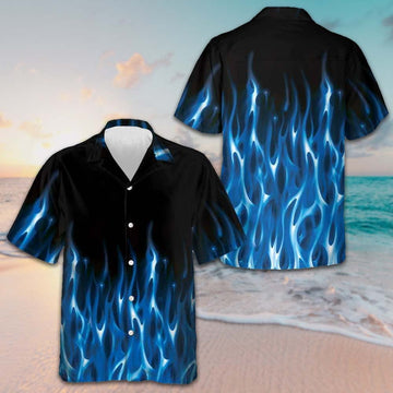 Blue Flame Hawaiian Shirt Short Sleeve Button Down Gifts For Boyfriend – Moonbestprint