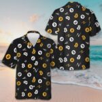 Bitcoin Seamless Pattern In Black Background Hawaiian Shirt Men's Button Down Short Sleeve – Moonbestprint