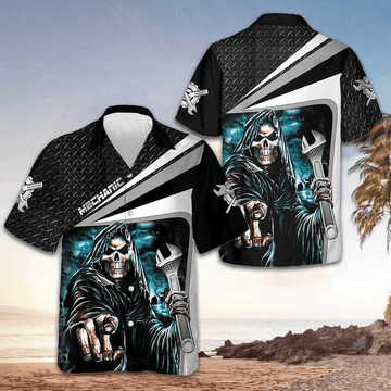 Mechanic Grim Reaper Hawaiian Shirt Cool Skull Mechanic Shirt For Men Best Gifts – Moonbestprint