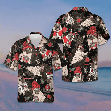Merry Christmas Pug Hawaiian Shirt Pug Lovers Cute Shirts For Christmas Gifts For Him – Moonbestprint
