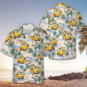 Bus Driver And Tropical Pattern Hawaiian Shirt Summer Button Up Gifts For Bus Drivers – Moonbestprint