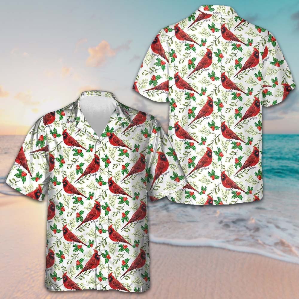 Christmas Pattern Red Cardinal Hawaiian Shirt Men's Christmas Shirts Gifts For Dude – Moonbestprint