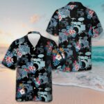 Blue Tropical Flower Drum Hawaiian Shirt Summer Button Up Shirt Best Gifts For Drummers – Moonbestprint