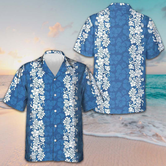 Blue Hibiscus Pattern Hawaiian Shirt Tropical Short Sleeve Button Down Gifts For Guys – Moonbestprint