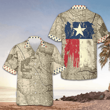 Old Map Of Texas Vintage Hawaiian Shirt Men's Button Up Shirt For Texas Lovers – Moonbestprint