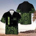 Green Steampunk Mechanic Hawaiian Shirt Vacation Button Up Shirt Gifts For Mechanic – Moonbestprint