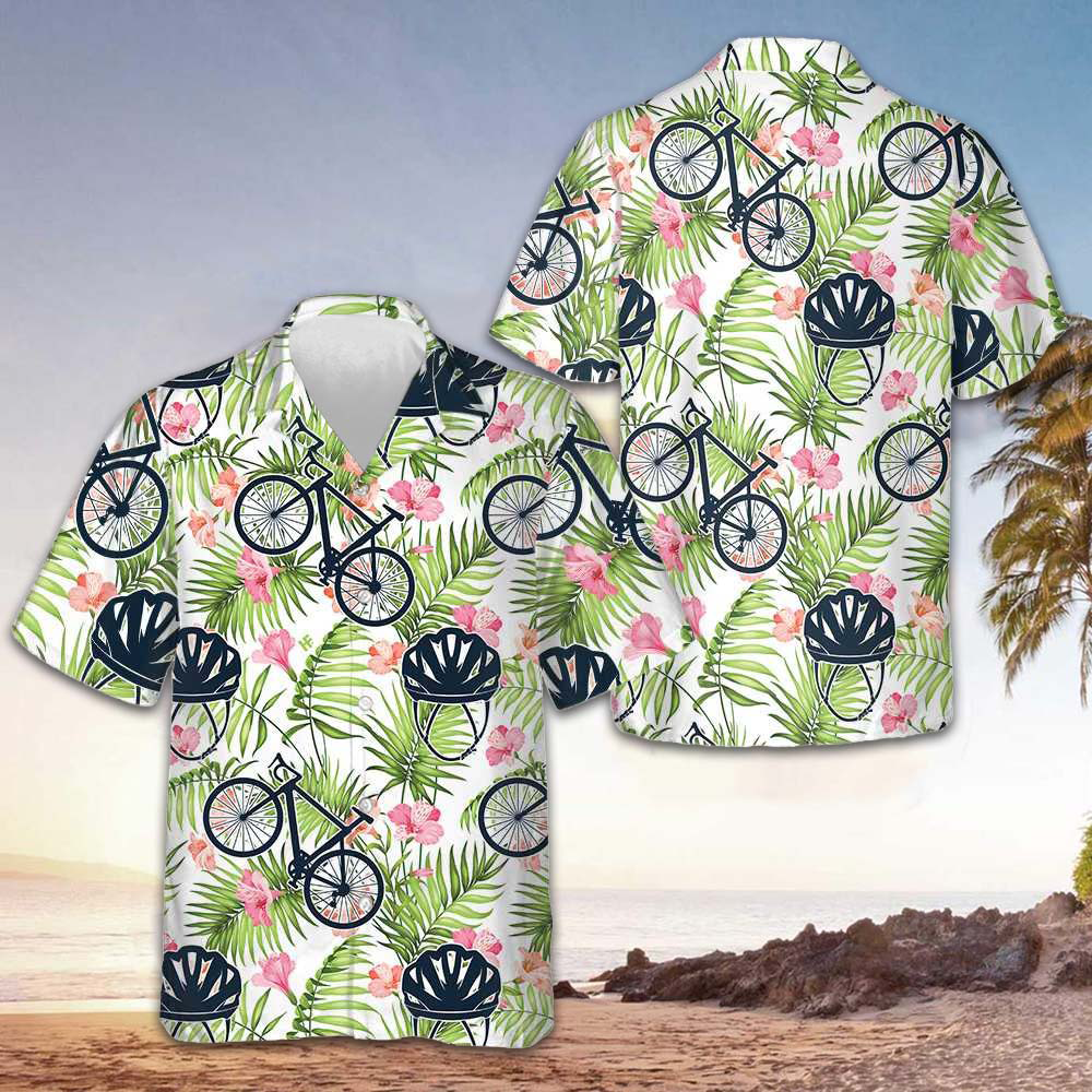 Aloha Cycling Hawaiian Shirt Bicycle Lover Tropical Button Up Shirt Gifts For Bikers – Moonbestprint