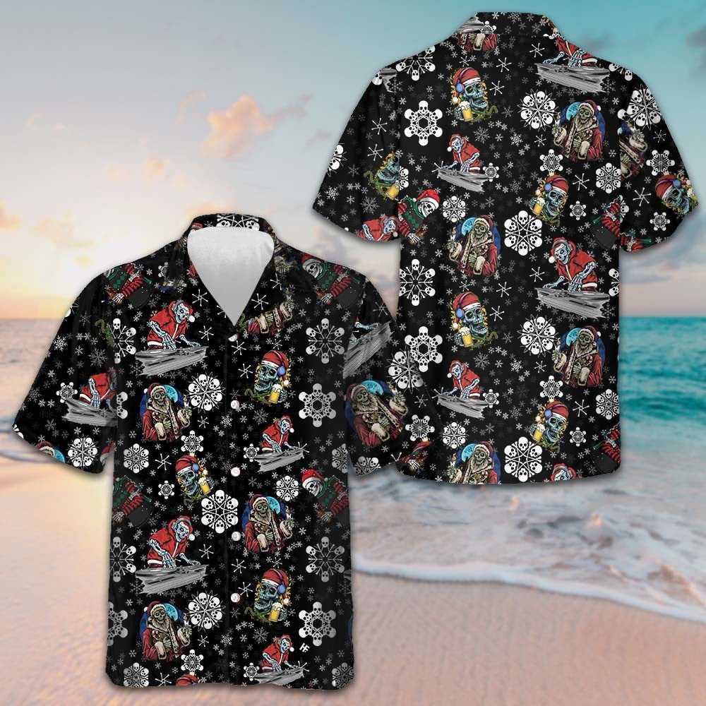Christmas Party Night With Skeletons Hawaiian Shirt Funny Santa Skeleton Shirt Best Gifts – Moonbestprint