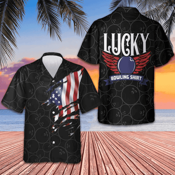 Black Bowling USA Flag Pattern Hawaiian Shirt Lucky Bowling Shirt Clothing Gifts For Bowlers – Moonbestprint