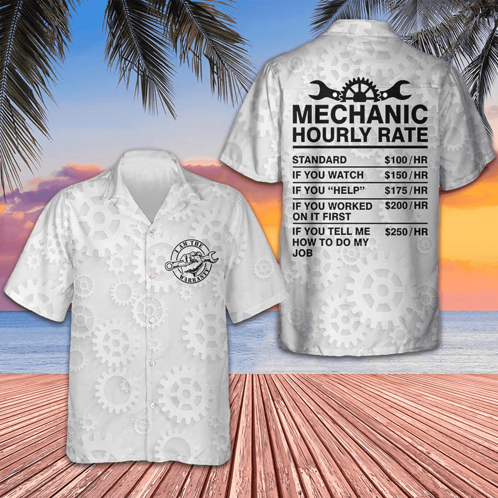 Mechanic Hourly Rate Hawaiian Shirt Men's Beach Shirts Button Up Best Gifts For Mechanics – Moonbestprint