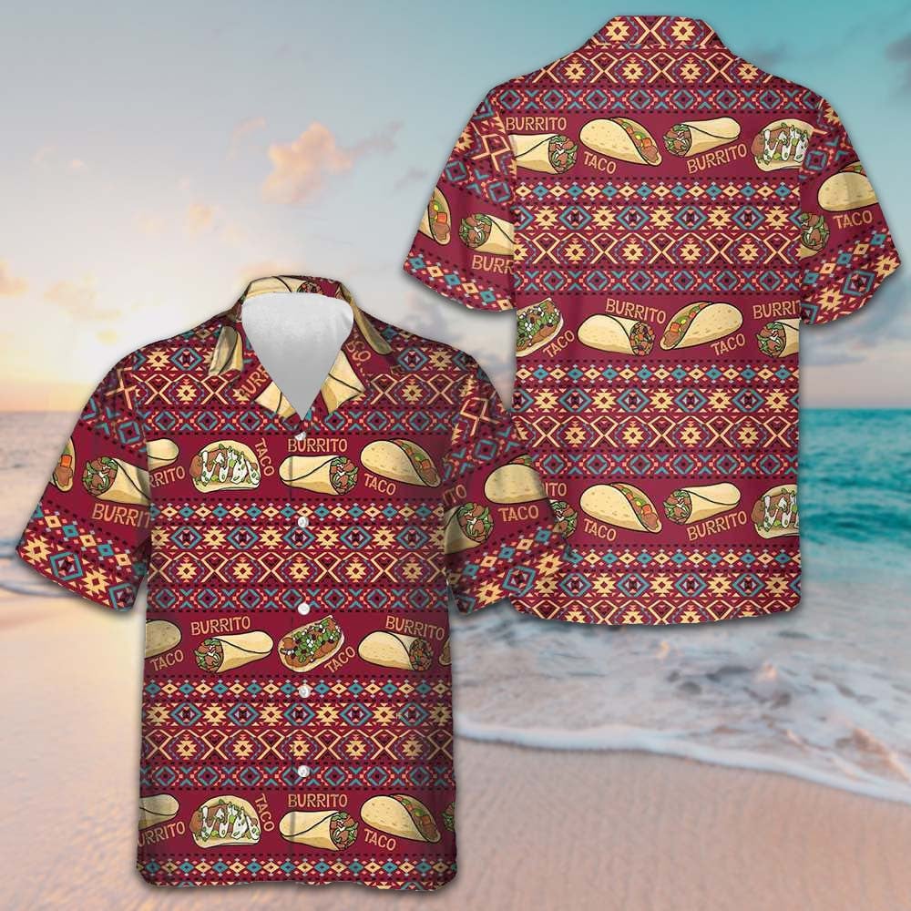 Mexican Burrito And Taco Burgundy Hawaiian Shirt Cool Button Up Shirt Gifts For Taco Lovers – Moonbestprint