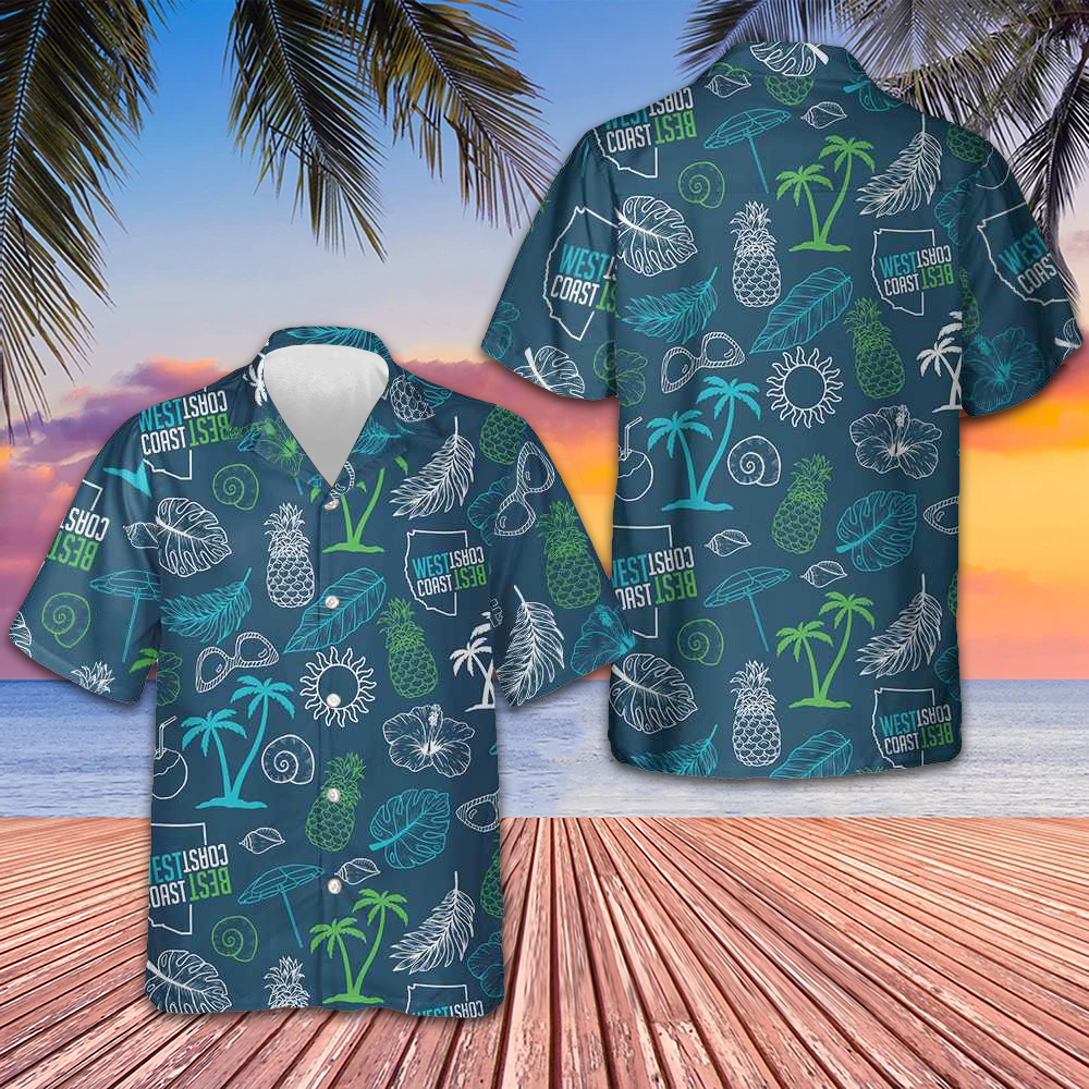 West Coast Best Coast Tropical Hawaiian Shirt Button Up Summer Shirts For Men Gift Ideas – Moonbestprint