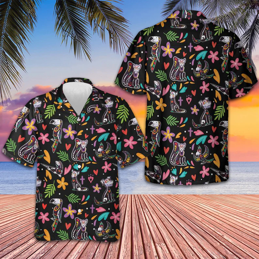 Day Of The Dead Skeleton Animals Hawaiian Shirt Funny Day Of The Dead Shirt Gifts For Him – Moonbestprint