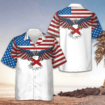 Alabama State And American Eagle Hawaiian Shirt Patriotic Button Up Shirt Gifts For Men – Moonbestprint