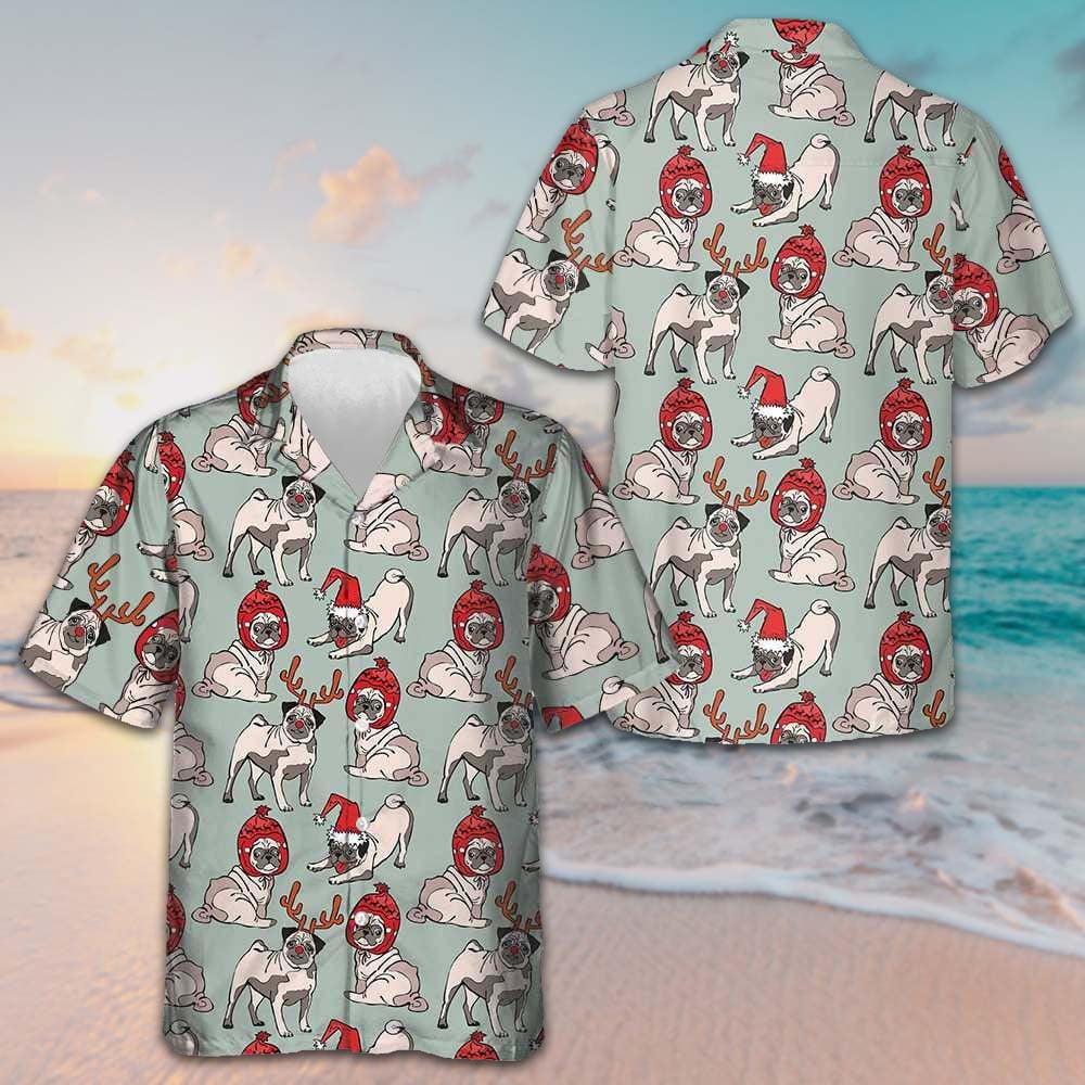 Merry Christmas Pug Dog Hawaiian Shirt Cute Christmas Shirt Gifts For Pug Lovers – Moonbestprint