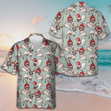 Merry Christmas Pug Dog Hawaiian Shirt Cute Christmas Shirt Gifts For Pug Lovers – Moonbestprint