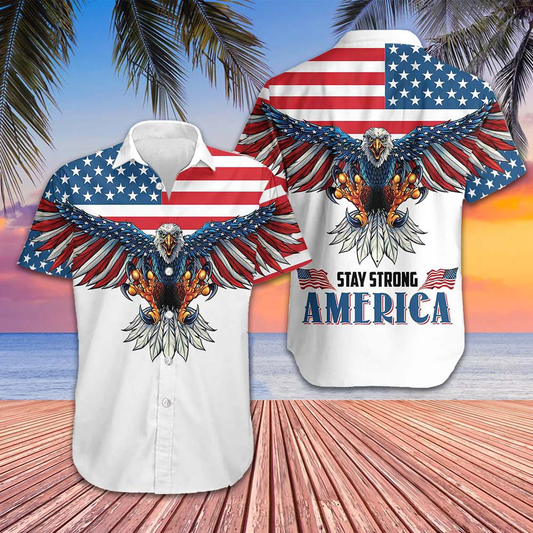 US Eagle Stay Strong America Hawaiian Shirt Patriotic Button Down Shirts Gifts For Him – Moonbestprint