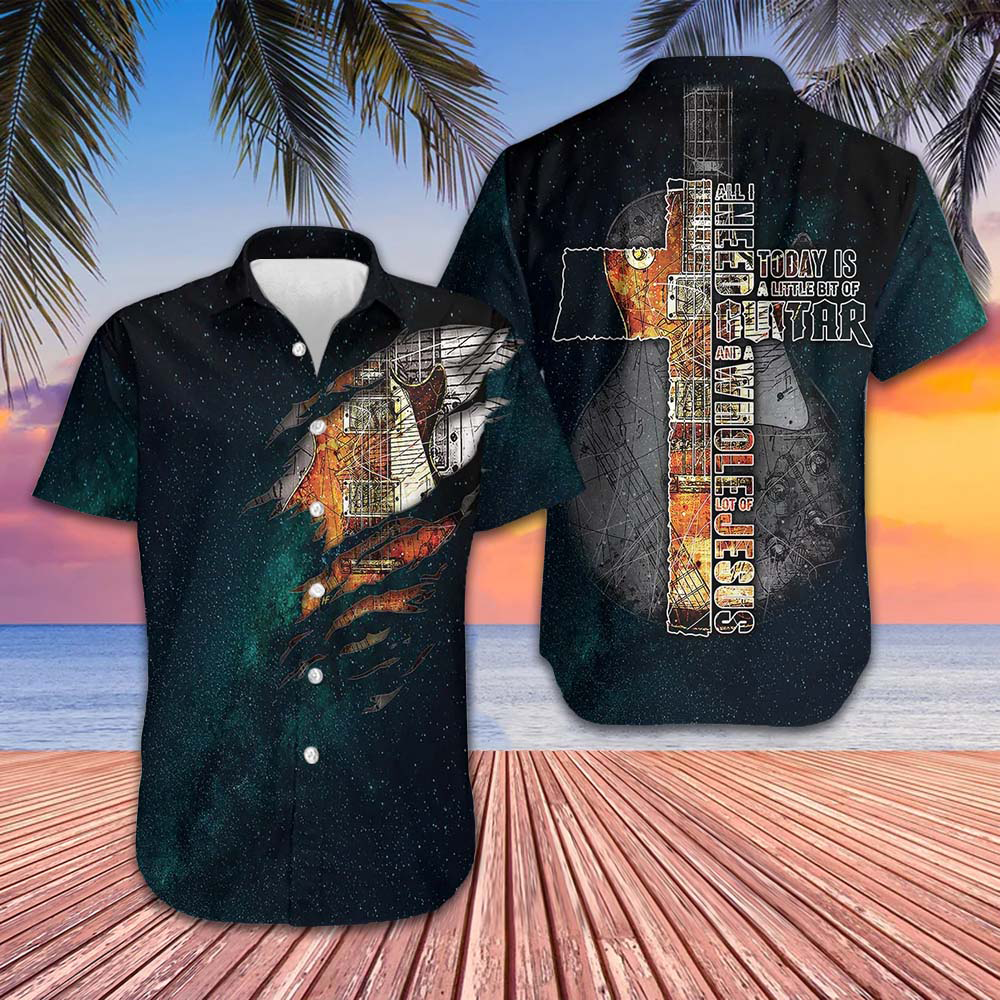 All I Need Today Is A Little Bit Of Guitar Hawaiian Shirt Guitar Lovers Button Up Shirt Men – Moonbestprint