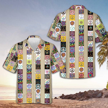 Peace Love Hippie Hawaiian Shirt Peace Sign Pattern Shirt Gifts For Boyfriend – Moonbestprint