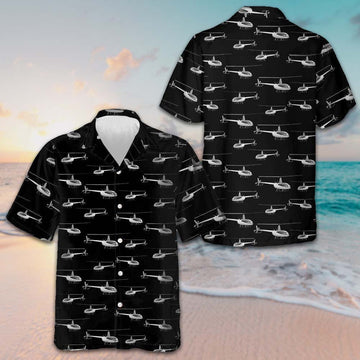 Monochrome Seamless Helicopter Pattern Hawaiian Shirt Beach Button Up Shirts For Men – Moonbestprint