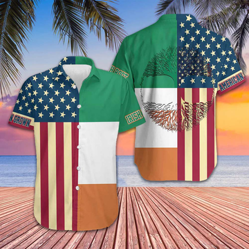 American Grown With Irish Root Hawaiian Shirt Patriotic Button Up Shirt Gifts For Irish – Moonbestprint