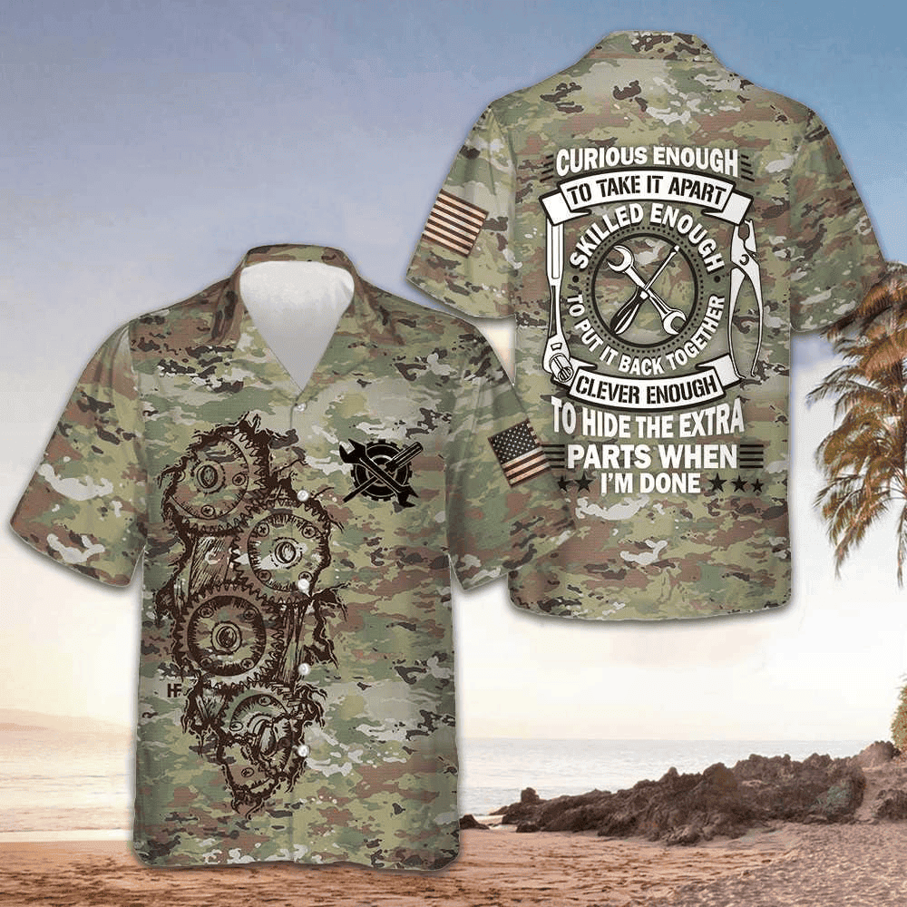 Mechanic Camouflage Hawaiian Shirt Curious Enough To Take It Apart Skilled Enough – Moonbestprint