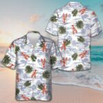 Tropical Pattern And Lobster Hawaiian Shirt Button Down Beach Shirts Gifts For Lobster Lovers – Moonbestprint